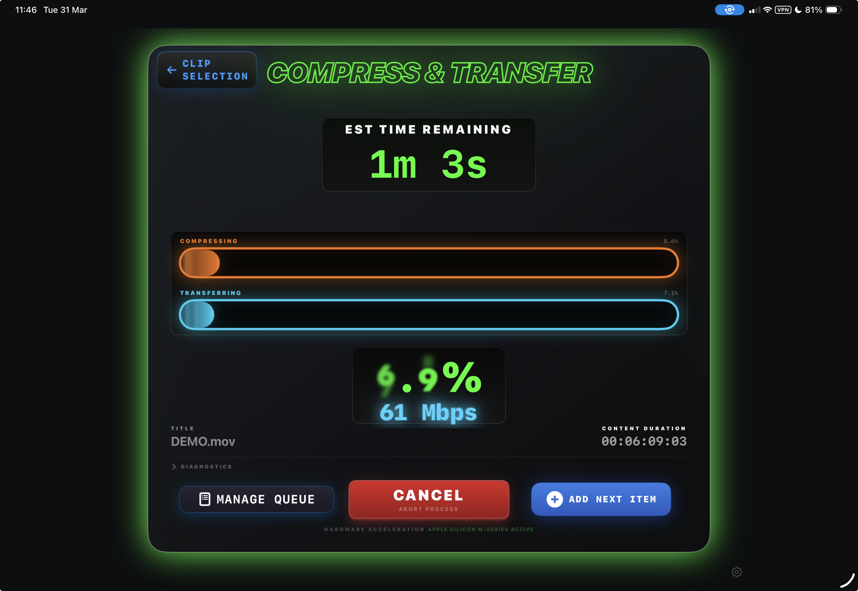 Transfer — progress bars